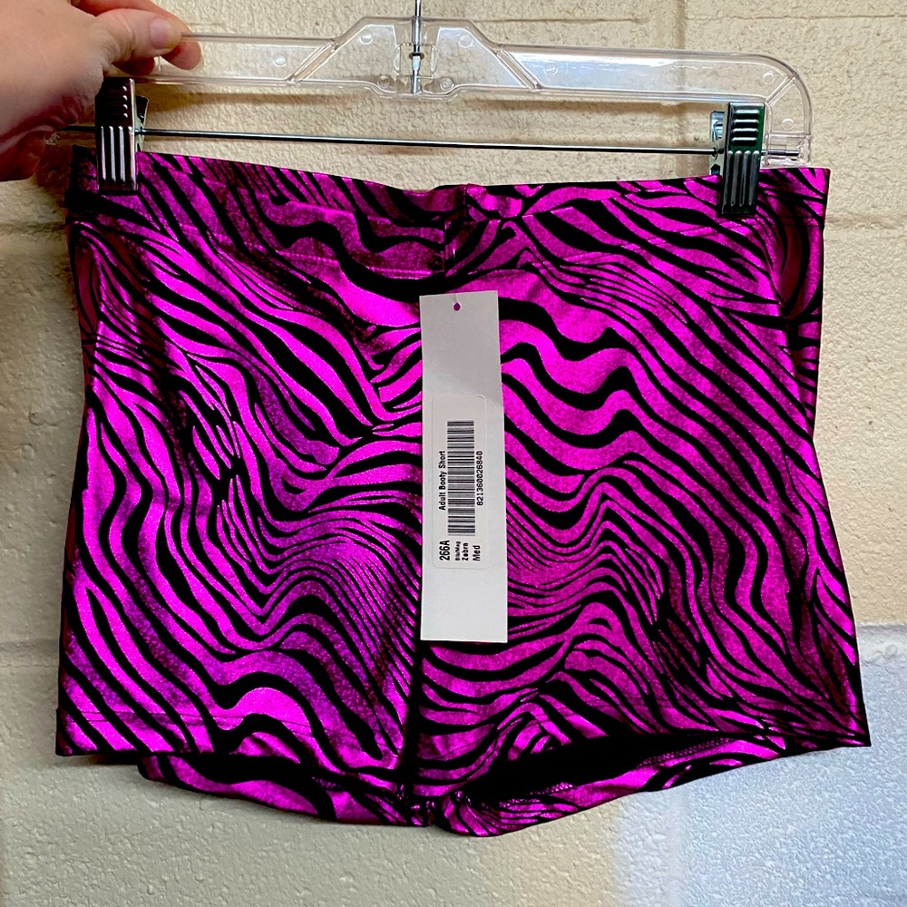 Zebra Booty Shorts in Black/Magenta size Small